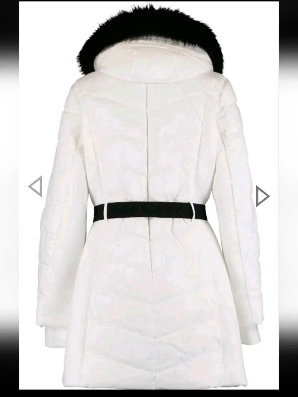Michael Kors Women's Belted Hooded Puffer Coat Faux Fur Trim Size S Retail $300